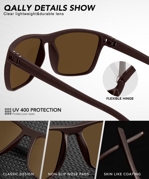 QALLY Polarized Sunglasses-Men-Women Mens Sunglasses: Classic Sun Glasses with UV Protection Driving Fishing Golf 4 Packs