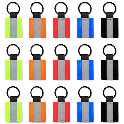NEETUE 15 Pcs Reflective Keychain Label High Visibility Backpack Zipper Pulls Double Sided Reflective Tag Bright Nylon Keychain for Backpack Purse Dog Collar (Multicolor)