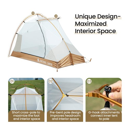 OneTigris Mona Ultralight 1 Person Tent, 3 Season Tent Waterproof for Camping Hiking Backpacking Trekking 3000mm Waterproof