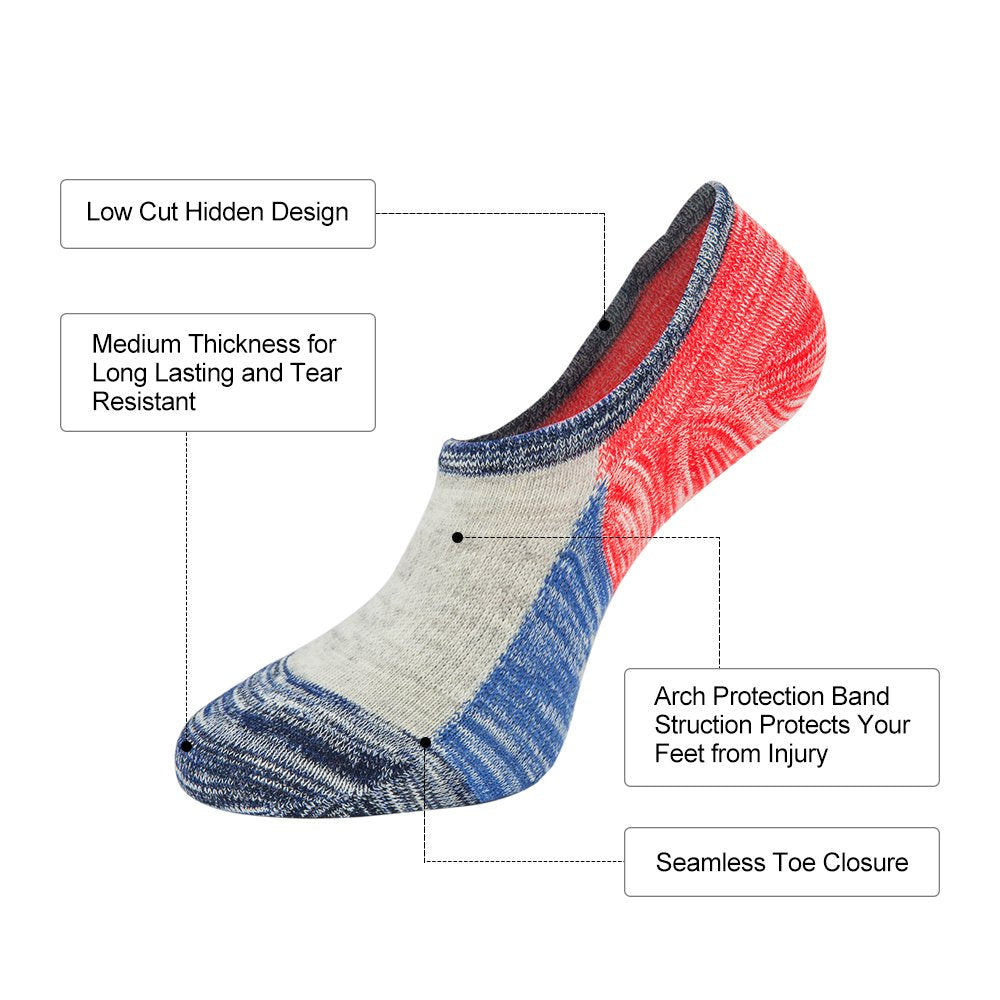 Empino No Show Socks Womens Low Cut Non Slip Invisible Short Cotton Sneaker Socks Liner 6Pairs