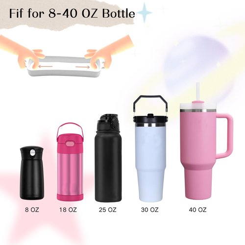 Koicarelife Pearl Cup Strap for Stanley, Silicone Water Bottle Handle, Bling Cup Charm for Stanley Fits Most 8-40 oz Bottles Stanley Accessories (White)