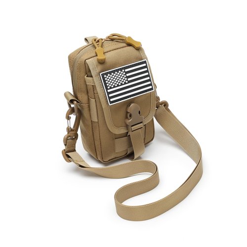Tactical Molle Accessories Pouch with Shoulder Strap Multi-Functional Tool Pouch Waist Bag Phone Cash&Card Holder for Daily(Black)