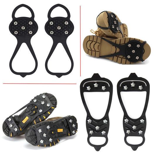 4Pair Universal Non Slip Ice Gripper Spikes, Durable Ice Snow Grips for Shoes