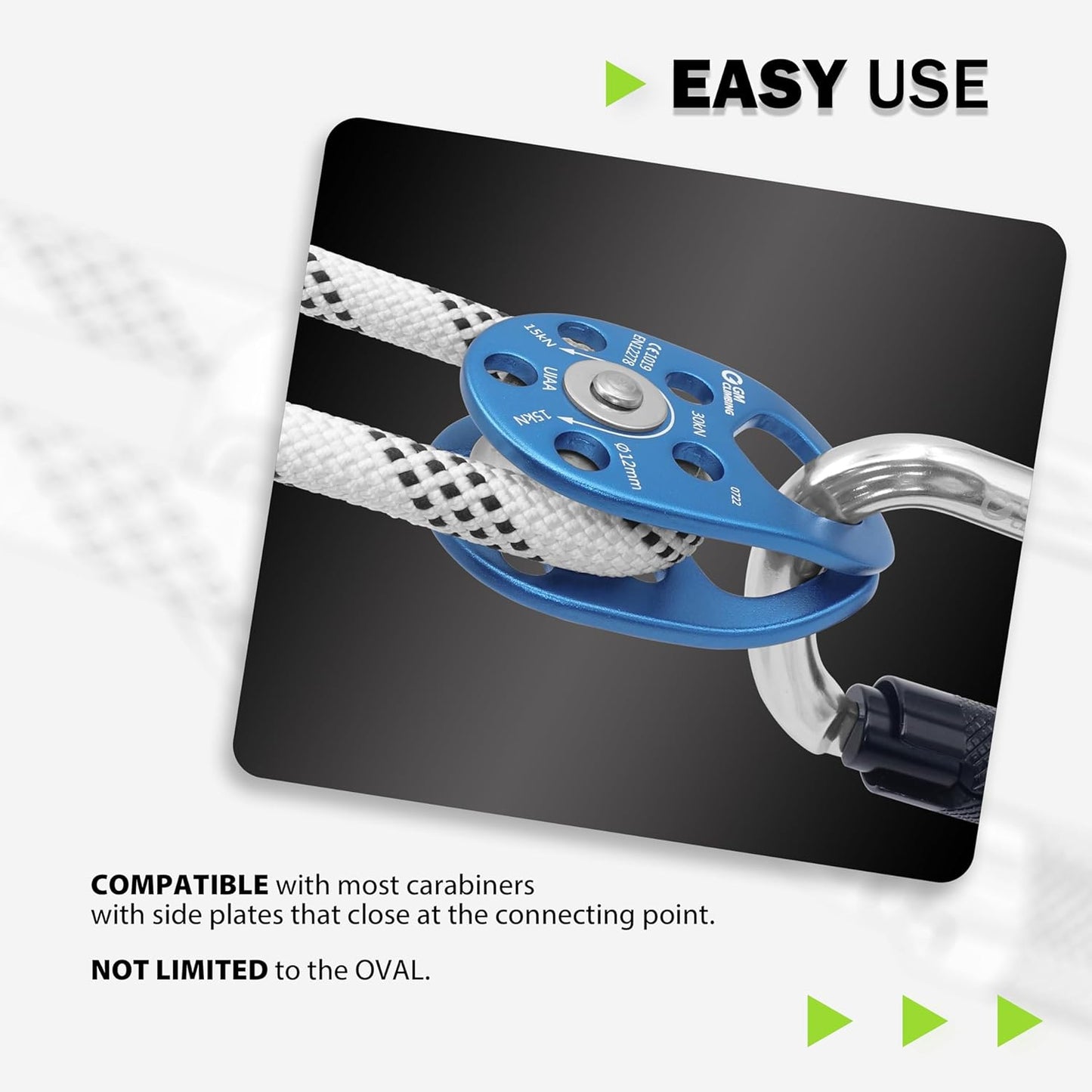 GM CLIMBING Swing Cheek Micro Pulley 30kN CE UIAA Certified