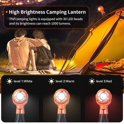 Rechargeable LED Camping Lights with 6 Modes - Portable Battery Lantern for Outdoor, Hiking, Fishing, Cycling