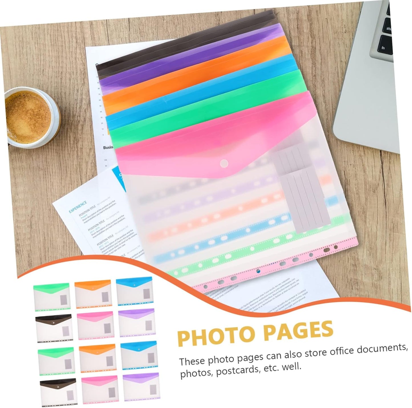 Homoyoyo 12Pcs Blinder File Bags Translucent Document Organizers Multi Versatile Storage for Photos and Cards Reusable