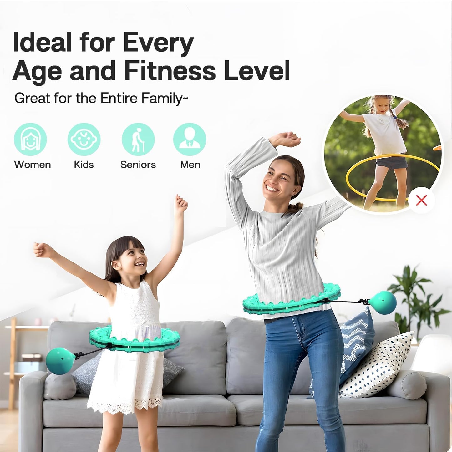 Argvsde Weighted Hula Infinity Fitness Hoop for Adult Weight Loss, 2 in 1 Smart Fitness Workout Hula Circle Hoops with 27 Detachable Knots, Exercise Fit Hoop Suitable for Women and Beginners