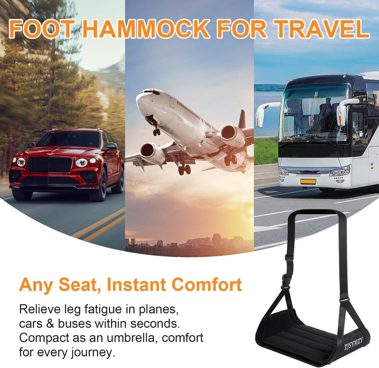 Foot Hammock for Plane Travel,Memory Foam Airplane Foot Rest with Extended Adjustment Strap,Leg Hammock for Airplane Travel Essentials,Plane Foot Hammock,Comfy Foot Hanger