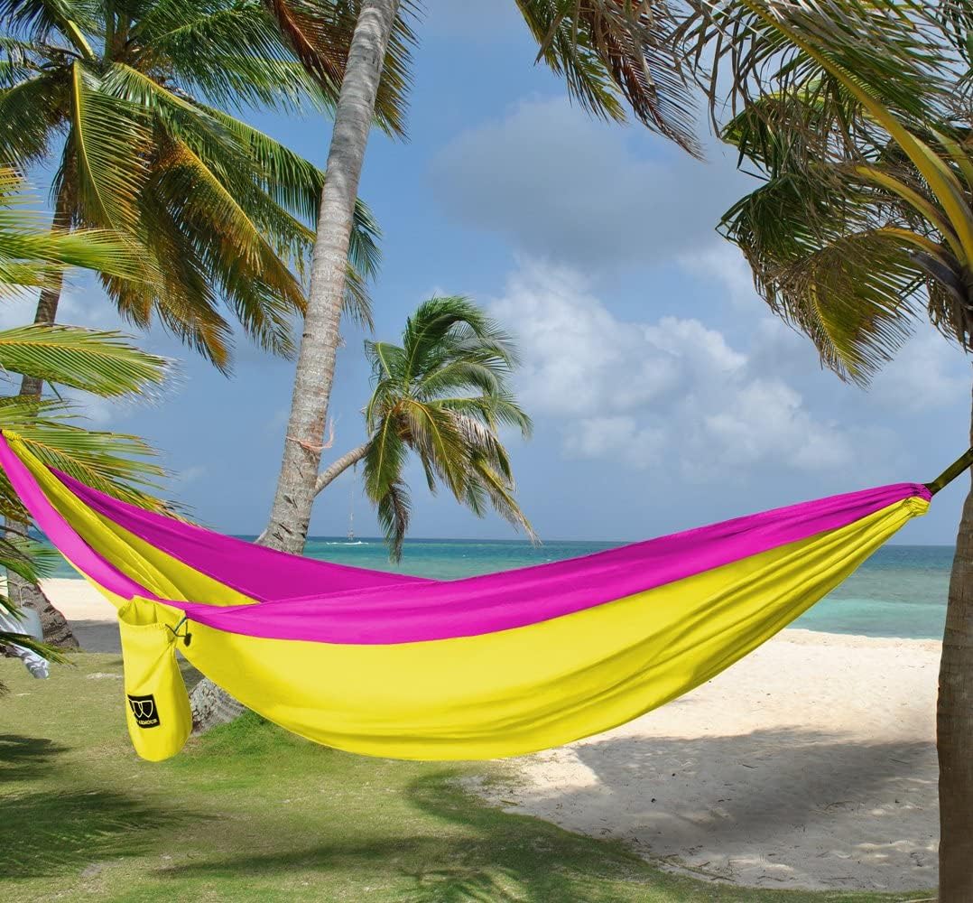 Gold Armour Camping Hammock - XL Double Hammock Portable Hammock Camping Accessories Gear for Outdoor Indoor with Tree Straps, USA Based Brand (Gray)