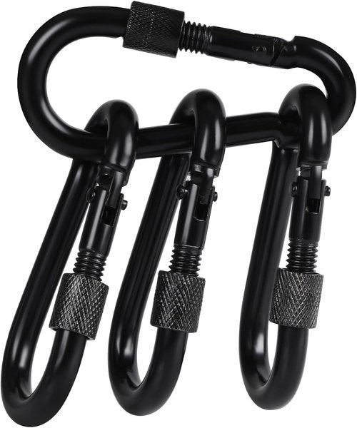 BEWISHOME 4 Pack Carabiner Hooks Hammock Locking Solid Metal D Clips with Heavy Duty 500LBS Screw Gate Hammock Locking,Quick Link for Outdoor Camping Hiking Traveling Backpacking Black & Silver HDK02