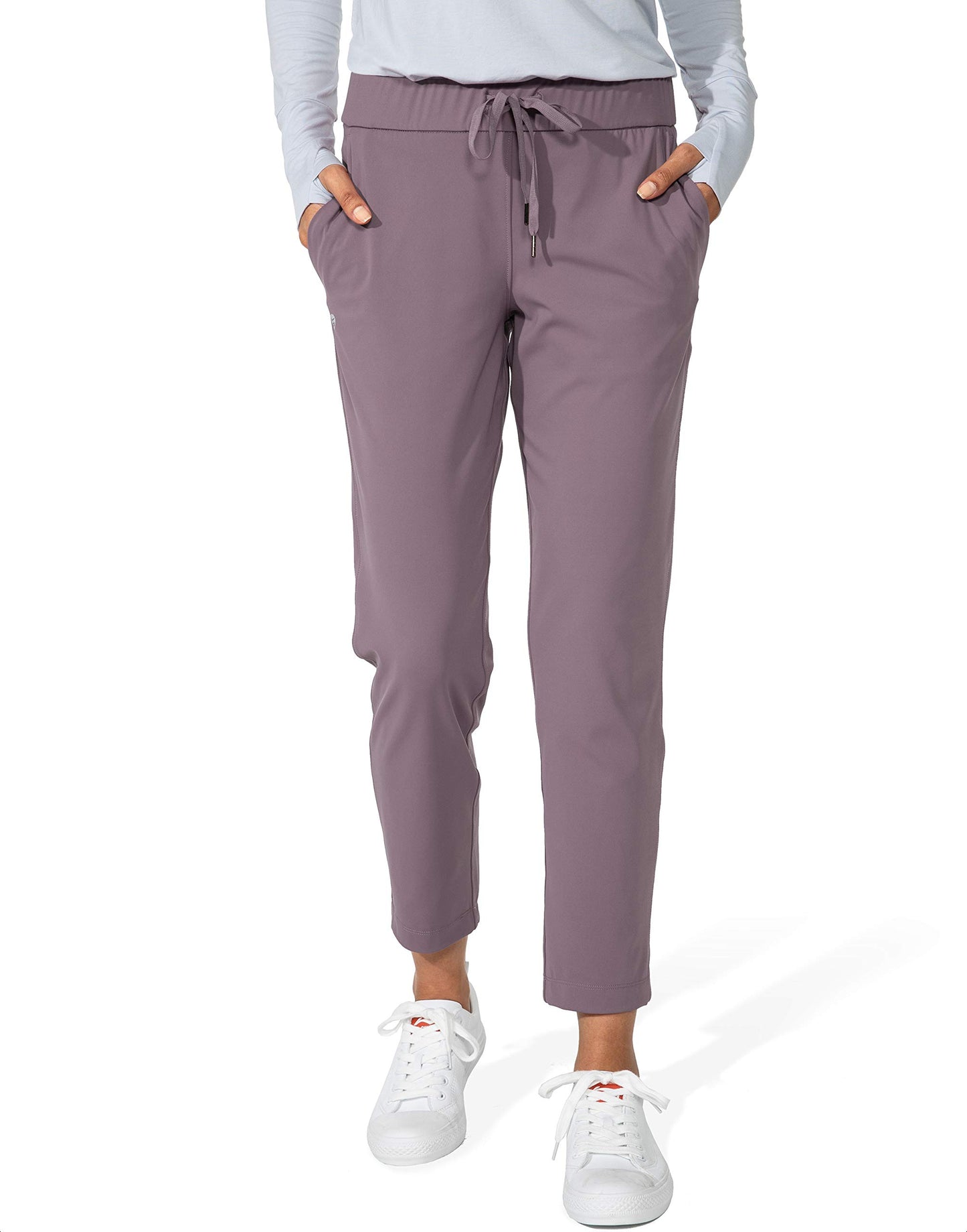 G Gradual Women's Pants with Deep Pockets 7/8 Stretch Sweatpants for Women Athletic, Golf, Lounge, Work (Dusty Purple, X-Large)