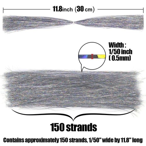 LURELINK-Flashabou-Fly-Tying-Materials-Making-Flies-Jig-Fishing-Lure-Supplies 12&24 Colors Crystal Krystal Flash String Holographic Ripple Saltwater Freshwater (12-Color Combinations)