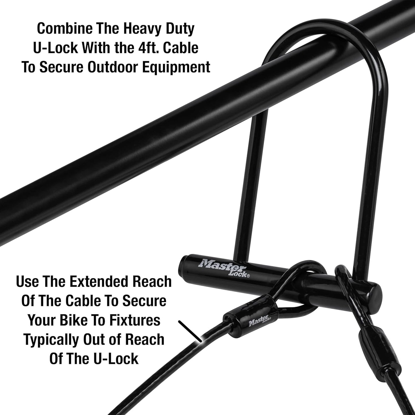 Master Lock Black Bike Lock with Key, Standard Size U-Lock for Bicycles and Other Outdoor Equipment, Anti-Theft Lock for Bikes, 8320D