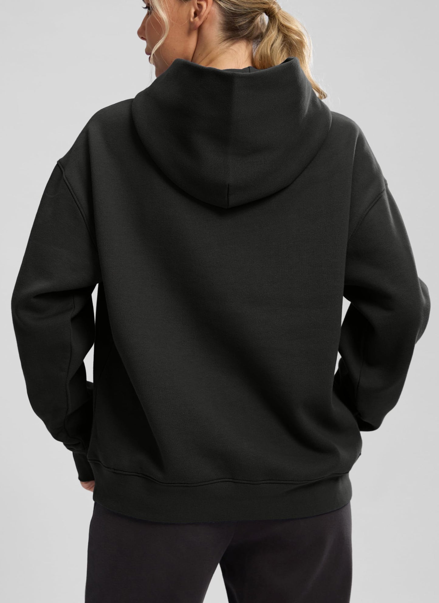 G Gradual Hoodies for Women Oversized Fleece Sweatshirt with Pocket Loose Fit Casual Athletic Workout Pullover, Black, Medium