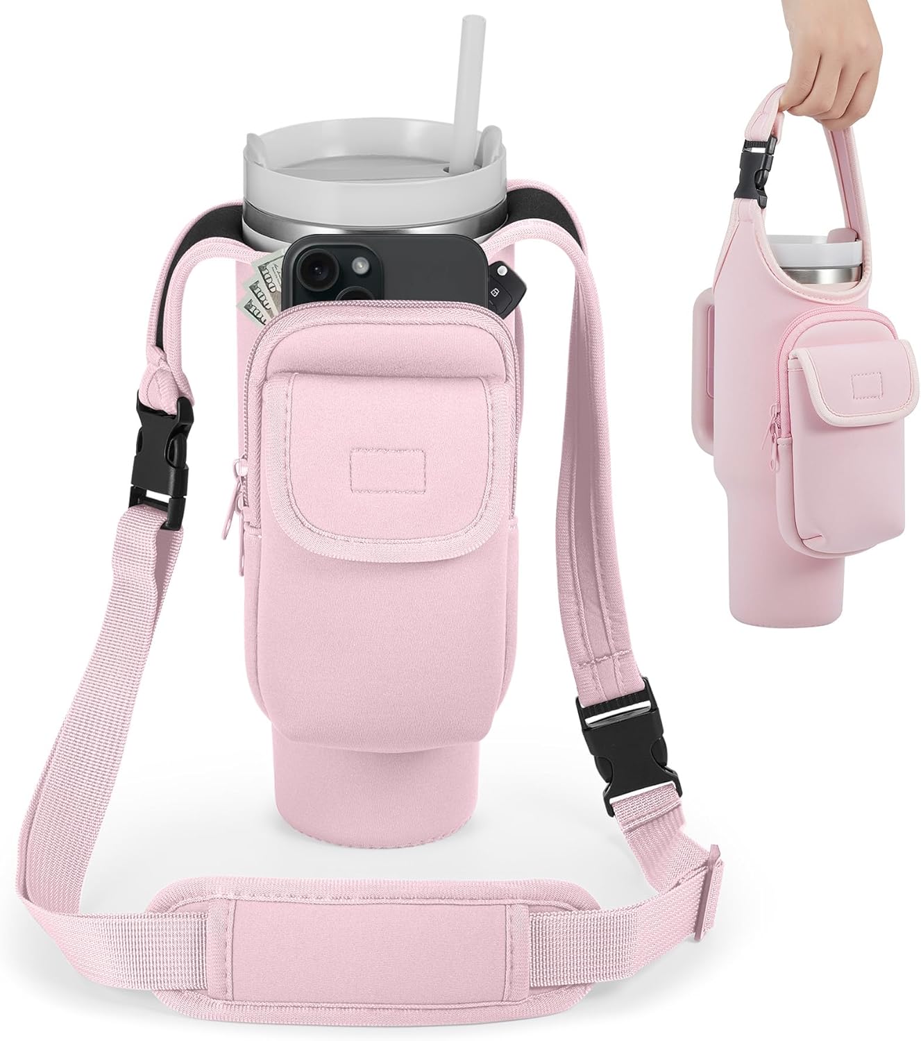 Insulated Neoprene Carrier Bag for Stanley 40/30oz Tumbler | Phone & Flap Pockets