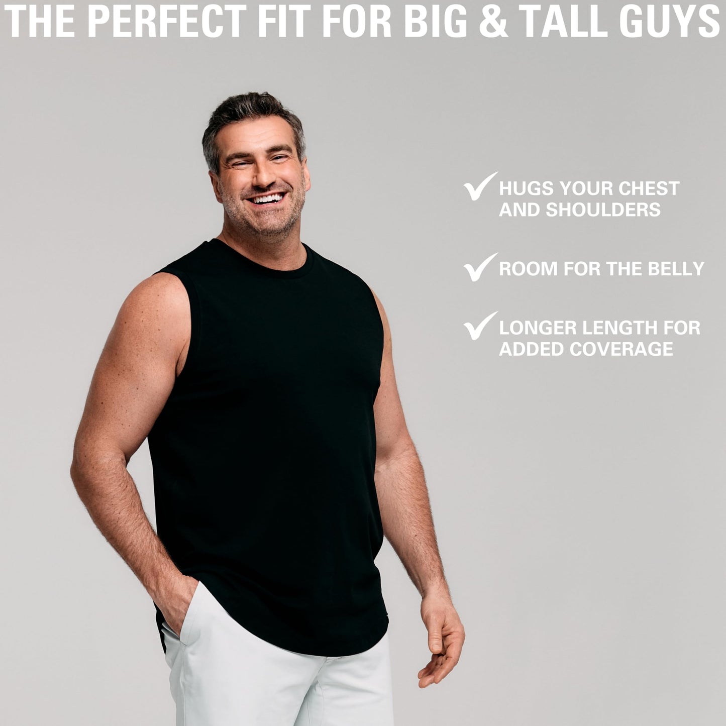 STRONGSIZE Men's Big and Tall Tank Tops – Sleeveless Muscle Shirts – Longer Length Stretch Cotton 3-Pack Black 5XL