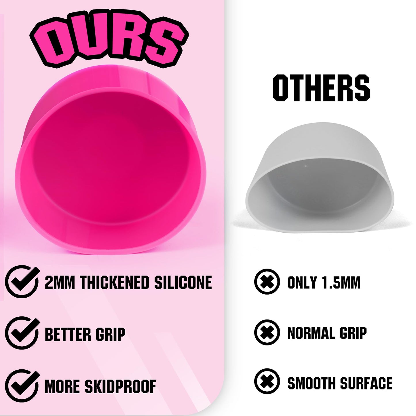 2Pcs Neon Protective Silicone Boot for Stanley Cup 20-40oz, Hydro Flask 12-24oz & Simple Modern 20-40oz, Antislip Sleeve for More Tumbler & Water Bottle with 2.8-2.95" Base, Electric Pink & Neon Green