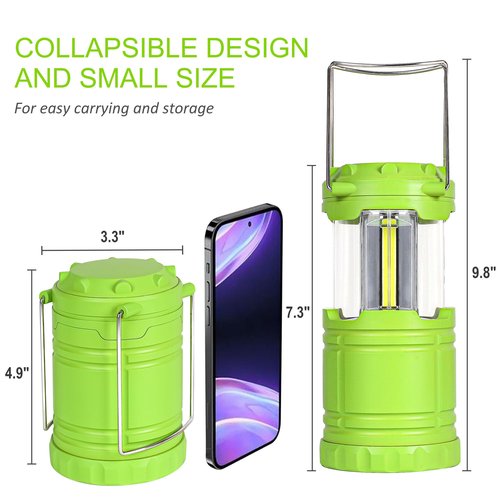 SEAMAGIC 2-Pack LED Pink Camping Lantern and 2-Pack LED Green Camping Lantern, Essential Emergency Lights for Power Outages, Hiking, Hurricane