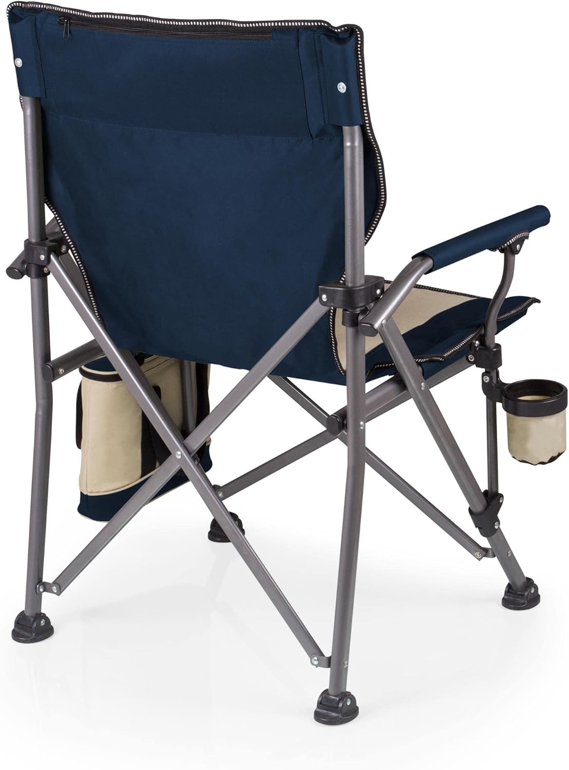PICNIC TIME Outlander XL Heavy Duty Folding Camping Chair with Insulated Cooler, Oversized Portable Lawn, Beach & Camp Chair with Cup Holder, Storage Pocket, Carry Bag, 400 lb Capacity (Black)