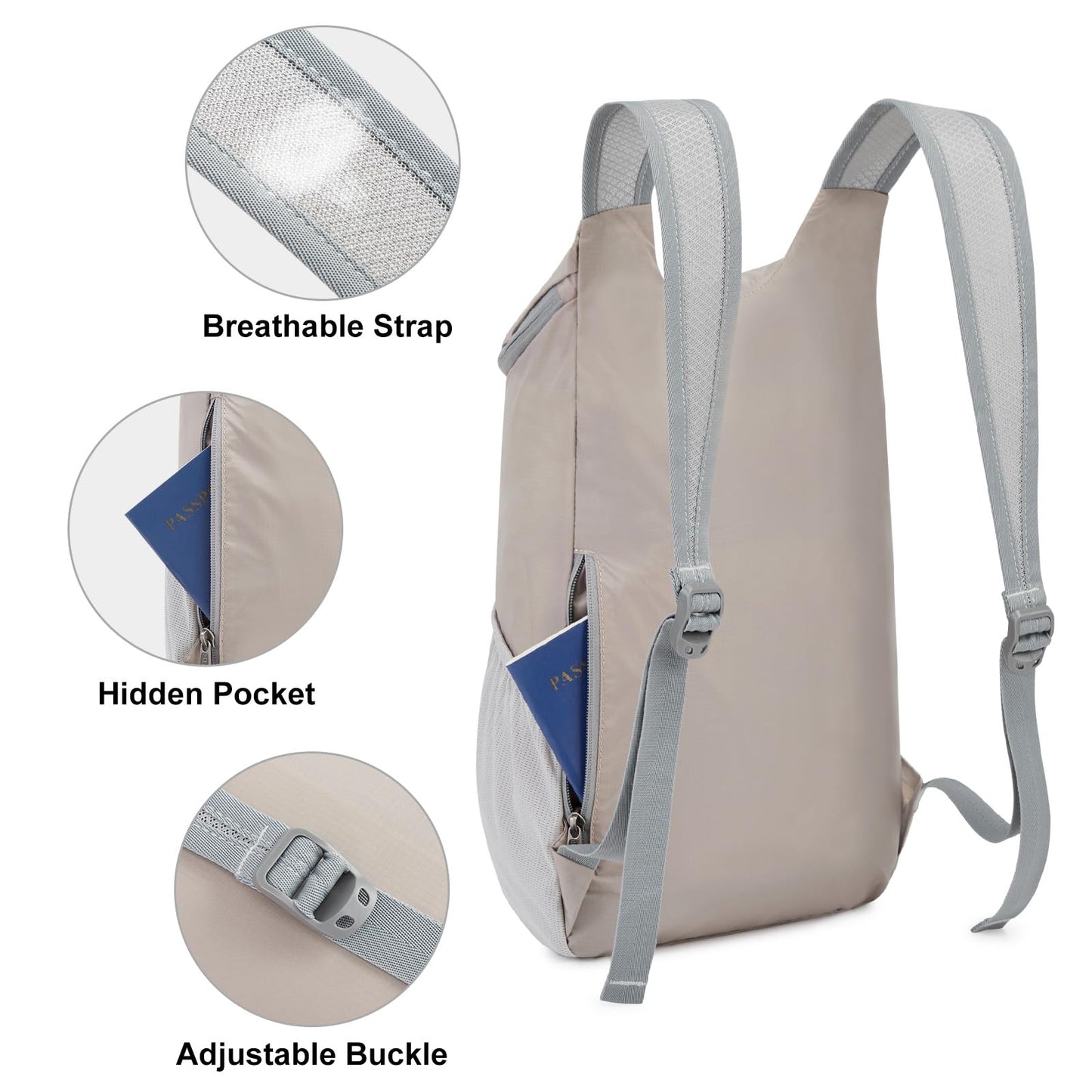 G4Free 11L Hiking Backpack Small Ultra light Packable Backpack Travel Bag for Women Men Casual Outdoor Camping Daypack (Grey)