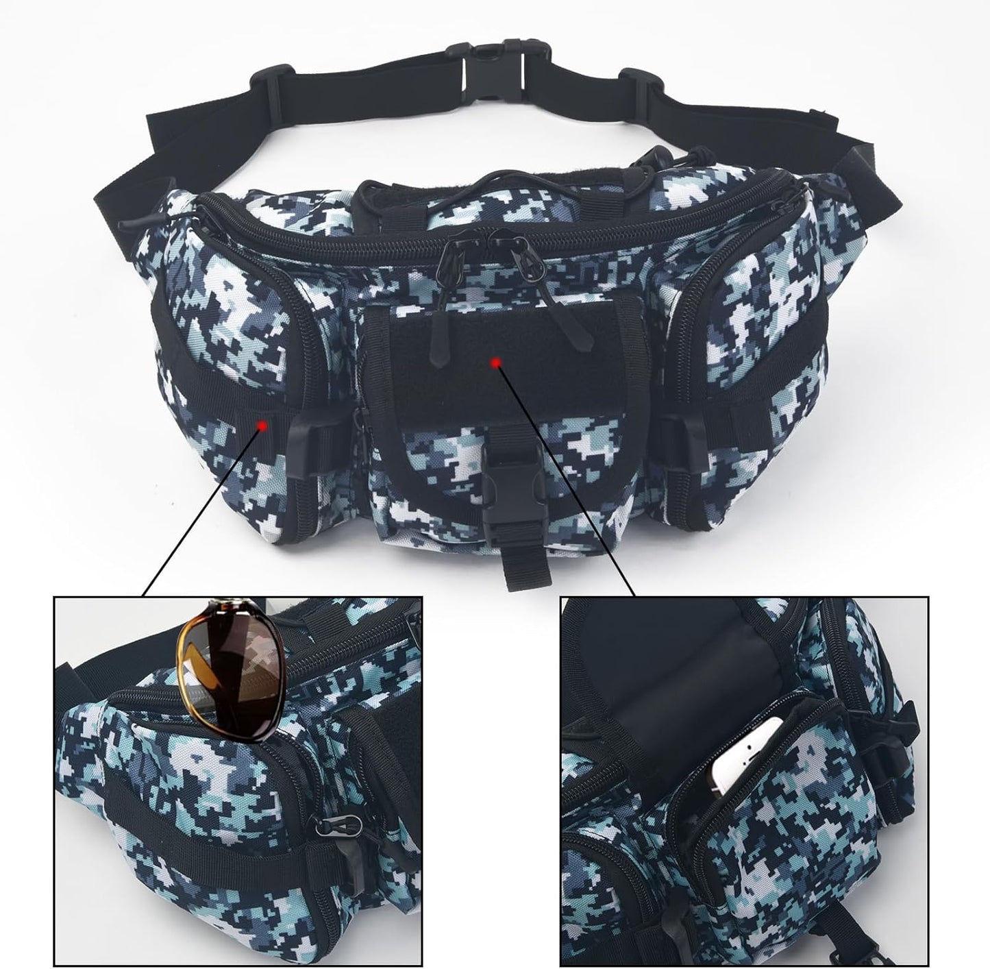 ArcEnCiel Tactical Fanny Pack for Men Waist Bag Hip Belt Outdoor Hiking Fishing Bumbag with Patch