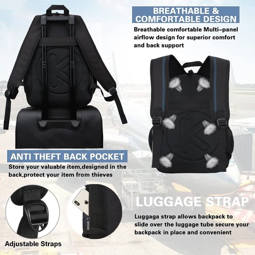 KEOFID Anti-Thief Travel Backpack with USB Charging Port for Men and Women, Casual backpack for College(Carbon and Golden)