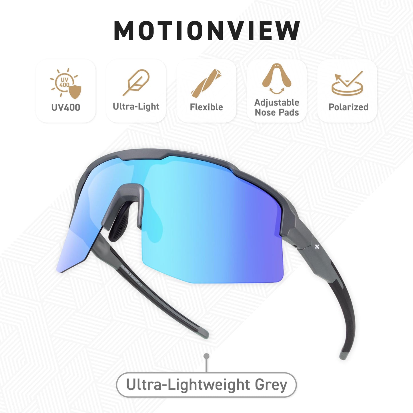 EYEGLAD MOTIONVIEW Sports Sunglasses Outdoor Polarized UV400 Men Women Cycling Surfing Running Fishing Sports (Ultra-lightweight Grey)
