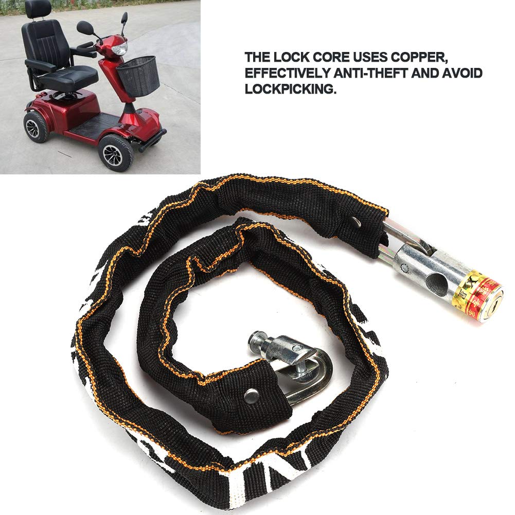 Anti Theft Motorcycle Mobility Scooter Chain Lock, BikeWheelchair Lock Copper Core Non Woven Cloth Cover 80cm Length