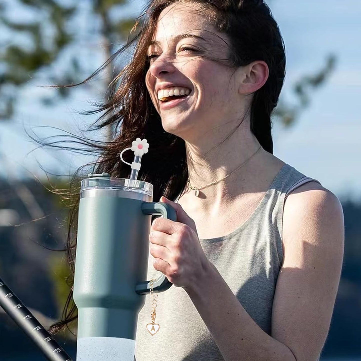 ibeacos Personalized Gifts for Women 2PCS Initial Letter Charm for Stanley Cup Accessories,Stainless Steel Name Letter Charm for Stanley/Simple Modern Tumbler 40 oz,Great gifts for Mother's Day