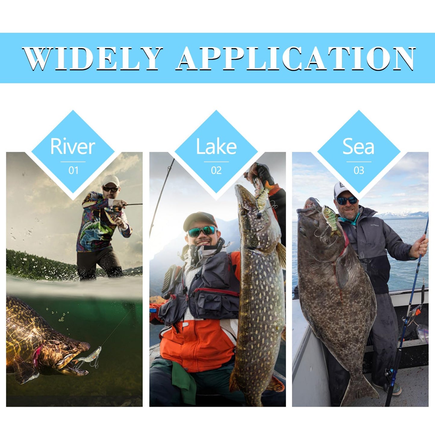 Fishing Lures for Freshwater and Saltwater, CHSMONB 6 Pcs Slow Sinking Most Lifelike Jointed Swimbait for Bass Trout Crappie Walleye Pike, Amazing Gifts for Men and Family