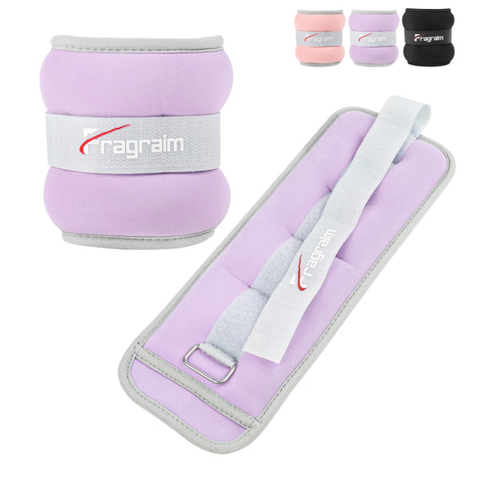 Fragraim Ankle Weights for Women Men Kids 1.5lbs x 2 Leg Arm Wrist Weights with Adjustable Strap for Running, Walking, Pilates, Gymnastics, Aerobics- Purple