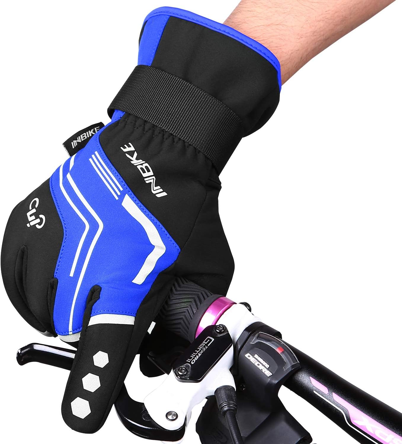 INBIKE Cycling Gloves for Men Winter Windproof Reflective Thermal Gel Pads Touch Screen