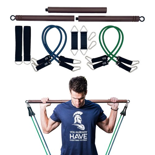 YUARIML Resistance Band Bar, Resistance Bar with 4 Resistance Bands, Portable Pilates Bar Kit, Home Gym Resistance Training Kit