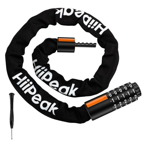 HiiPeak Bike Lock, 5-Digit Resettable Combination, Heavy Duty Bicycle Chain Lock, High-Security Cycling Locks Anti-Theft Lock Chain for Bike Motorcycle, Gate, Fence, Grill (940mm x 7mm)