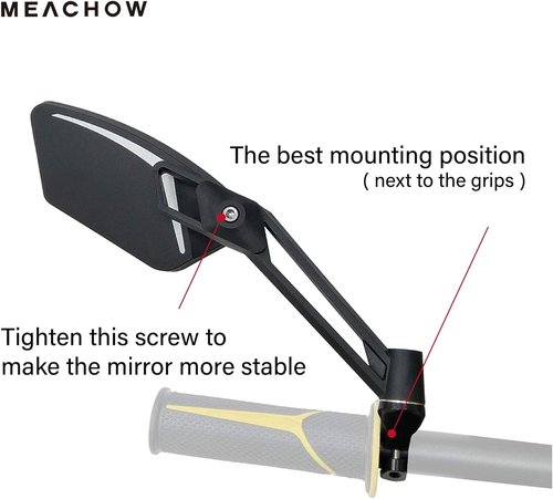 MEACHOW New Scratch Resistant Glass Lens,Handlebar Bike Mirror, Adjustable Safe Rearview Mirror, Bicycle Mirror,ME-003