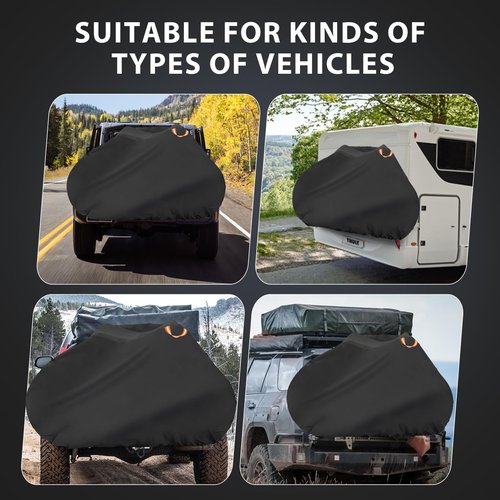 Bike Cover Waterproof Outdoor, Bicycle-Covers for 1 Bike, 600D Heavy Duty Rain Sun Dust Wind Proof Cover, Bicycle-Rack Covers for Single Bike on Car Hitch Travel Storage