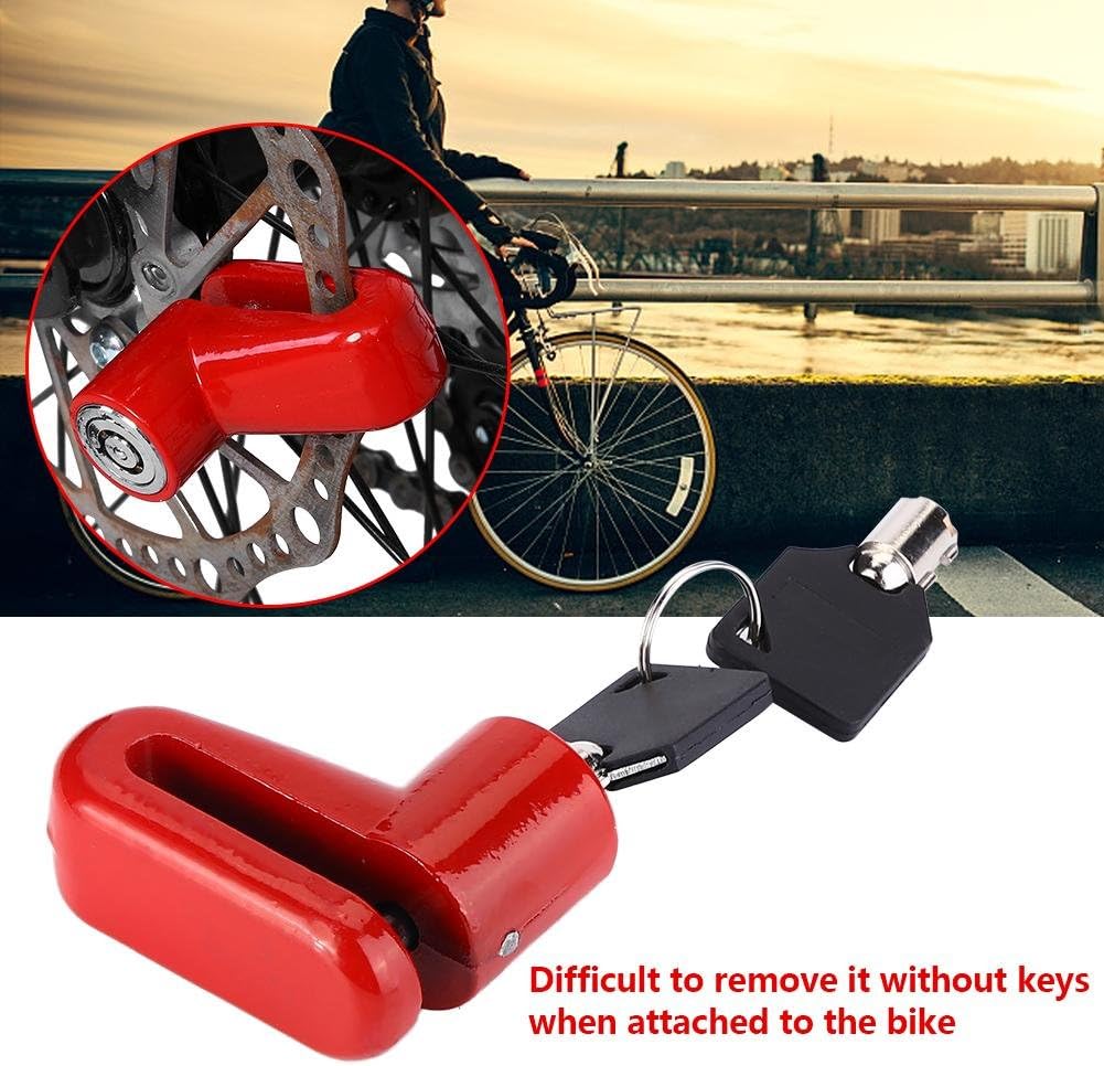 Tbest Disc Brake Lock Mini Anti-Theft Wheel Security Lock with Plastic Frame & Keys for Mountain Road MTB Bike Cycling Rotor Disc Brake Wheel Lock 3 Colors