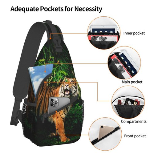 ROSIHODE Cool Tiger Sling Bag, Fashion Crossbody Backpack Shoulder Chest Bag for Men Women Outdoor Hiking Travel