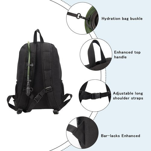 Small Hiking Backpack,Lightweight Water Backpack with 2L Water Bladder Phone Pocket Hydration Pack for Cycling Climbing Biking (Black)