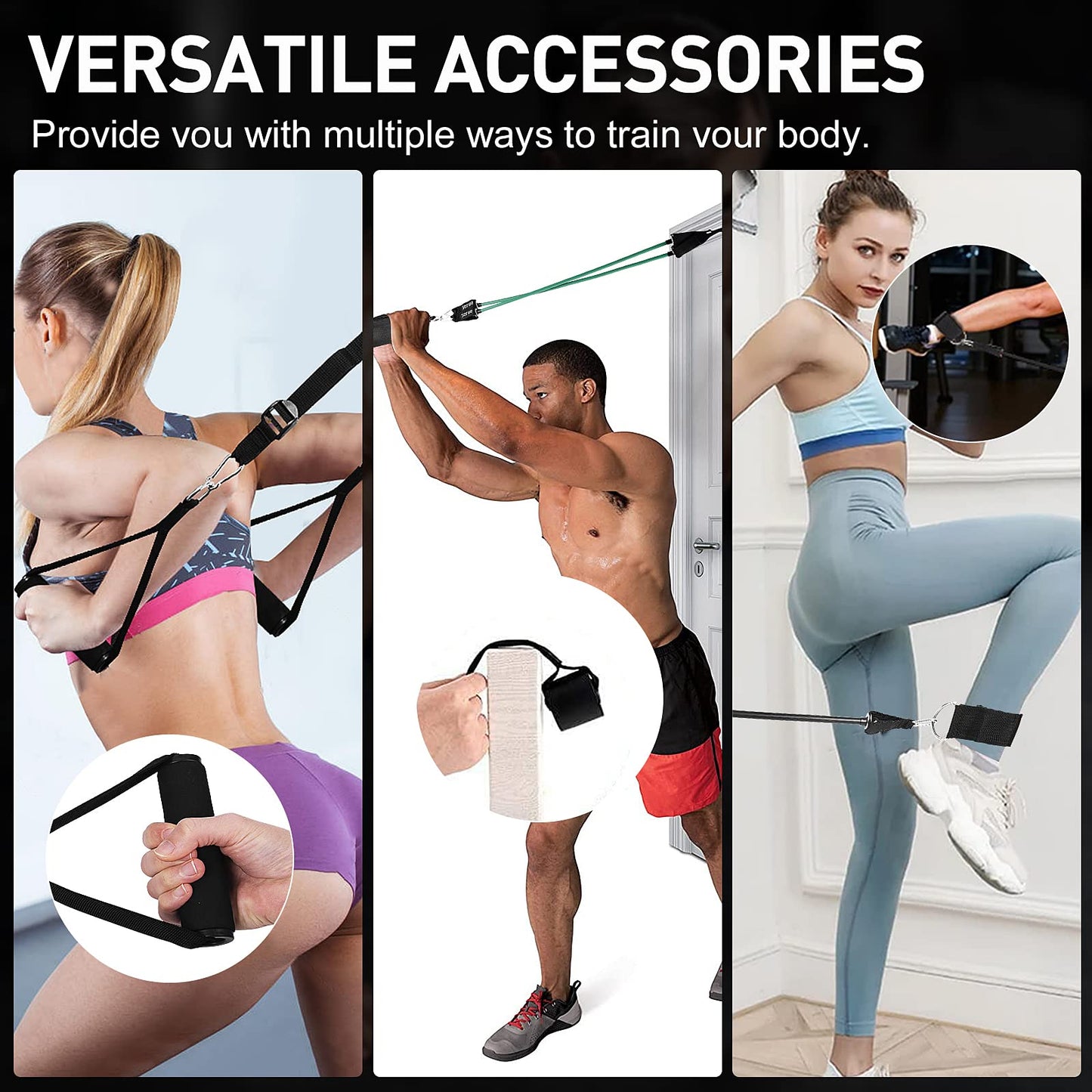 Fueti Home Gym Equipment, with Automatic Count Push Up Board, 30 in 1 Home Workout Set with Foldable Push Up Bar, Resistance Band, Jump Rope, Drawstring Bag, Back, Abdominal Workout