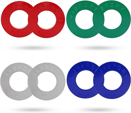 44SPORT Olympic Fractional Plates -Pair of 1/4, 1/2, 3/4, 1 lb Weights (8 Plates. Total Weight: 5lbs)