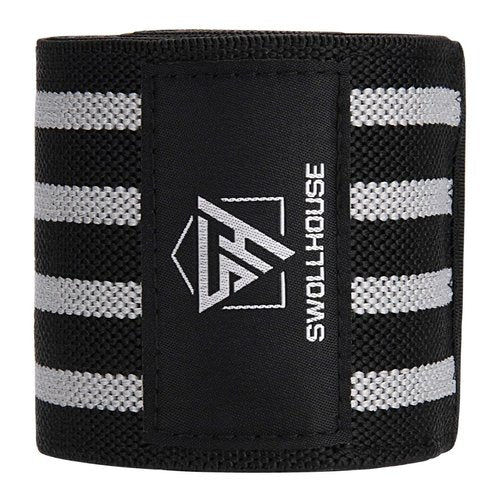 SWOLLHOUSE Knee Wraps + Wrist Wraps + Weight Lifting Straps Bundle (3 Pairs) for Weightlifting Bodybuilding Strength Training Workout Gym, Fitness Protective Set for Men & Women