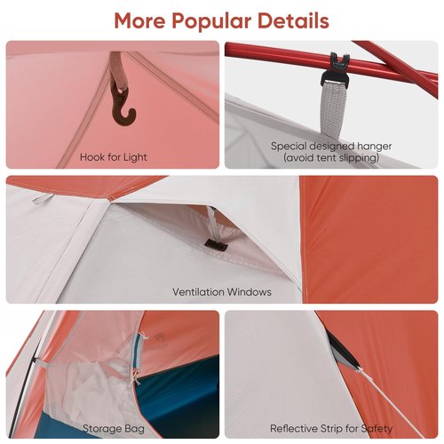 Naturehike Camping Tent, 2/3 Person Double Layer, Instant Easy Setup, Waterproof PU2000mm, 54 MPH Wind Resistance, UPF 50+, Outdoor Tent for Camping, Festivals, Backyard, Sleepovers