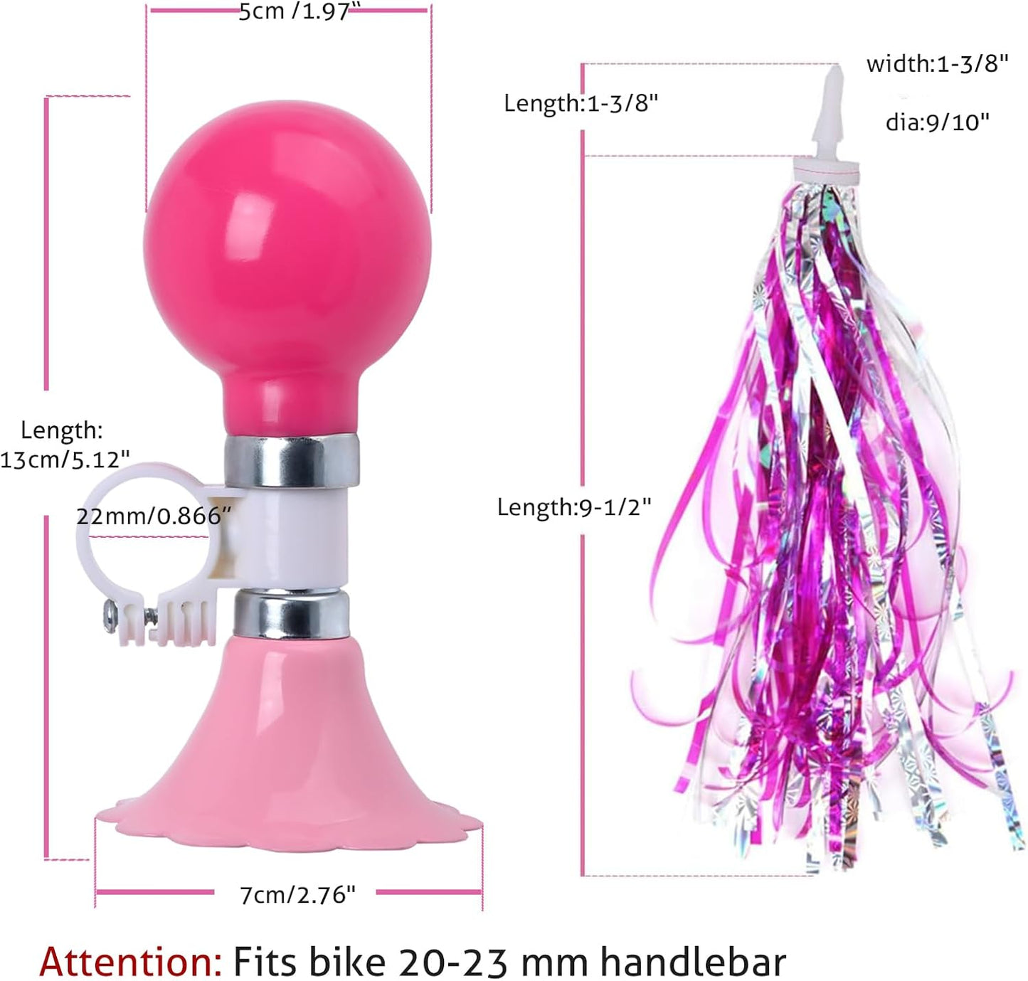 U-LIAN Kids Streamers and Bike Bell for Girls-1 Pack Flower Bicycle Bell with 2 Pack Handlebar Streamers Scooter Tassels for Children's Bike Accessories