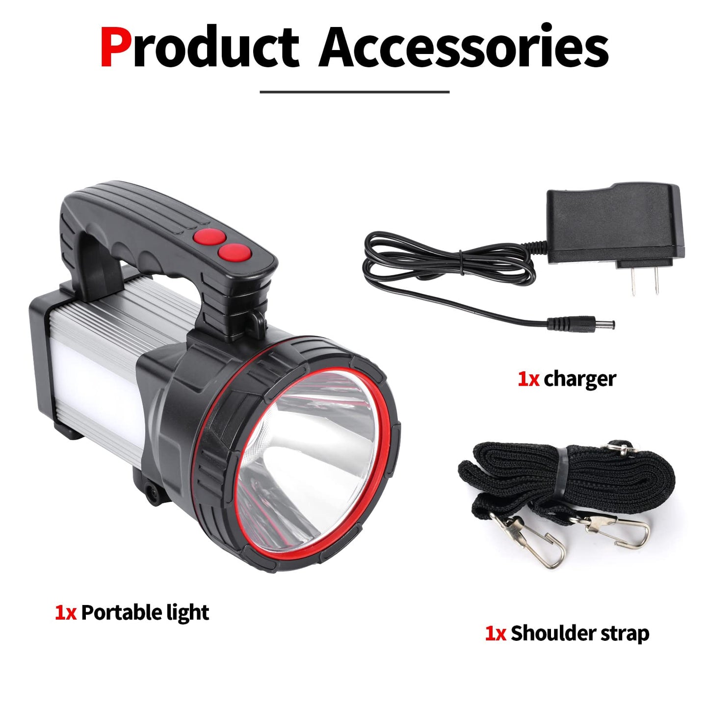 Vanvale Superbright LED Handheld Searchlight Tactical Waterproof Spotlight High Power Rechargeable Flashlights with Side Light USB Power Charger (Yellow Light)