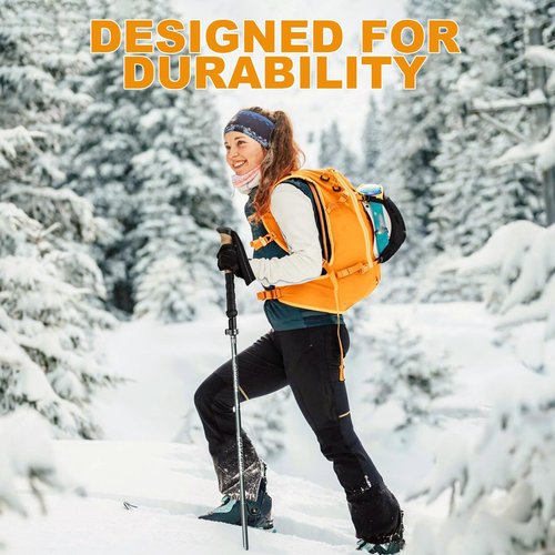 COVACURE Trekking Poles - Collapsible Hiking Sticks with Anti-Shock Tips, Lightweight & Foldable Walking Sticks for Snow Trails & Mountain Climbs, Durable Trekking Gear for Men and Women