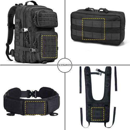 Tactical Molle Straps 4 inch, Molle Webbing Straps Molle Panel Attachments, Military Molle Accessories Snap Strap for Backpack, Outdoor Molle Straps with Snaps Nylon Molle Clips and Straps (4, Black)