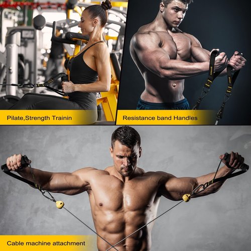 Ayombo Exercise Equipment, Cable Machine Attachment, Gym Equipment Resistance Bands Handles for Pull Down Workout, Exercise Handle Accessories, Use to Pulley System Machine and Strength Trainer﻿