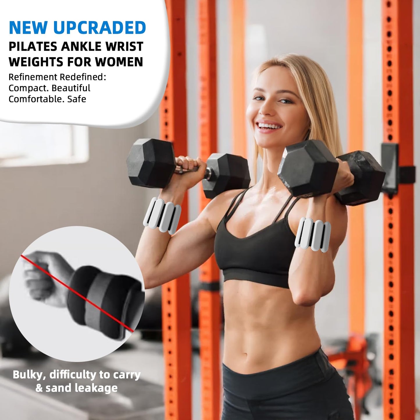 Ankle Weights for Women and Men, Adjustable Wrist Weighted Training Bracelet for Home Gym Workout, Strength Training Walkin Running, Foot weights for exercise, （1 LB each, Grey）2pc on Set