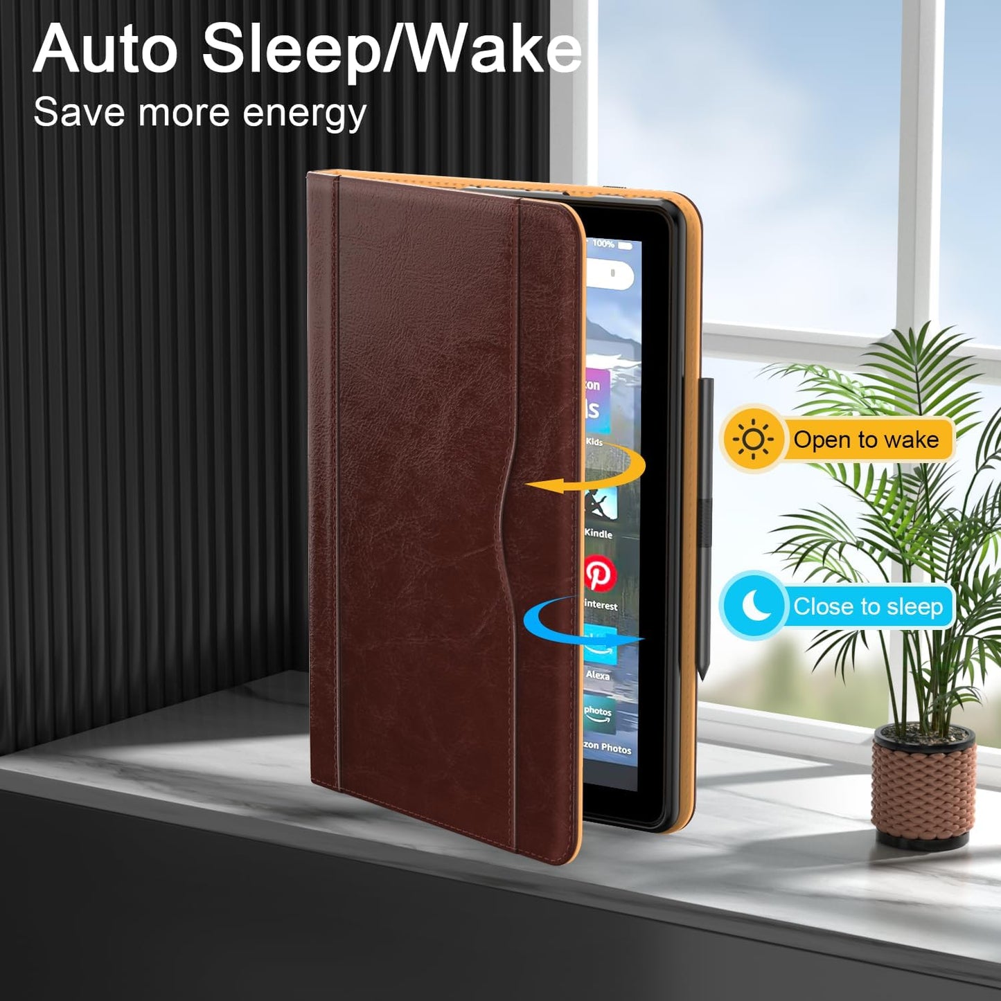 for 10 Tablet Case (13th/11th Generation 2023/2021 Released), PU Leather Folio Cover with Multi-Angle Stand/Pen Holder, Auto Wake/Sleep for 10/10 Plus, Black